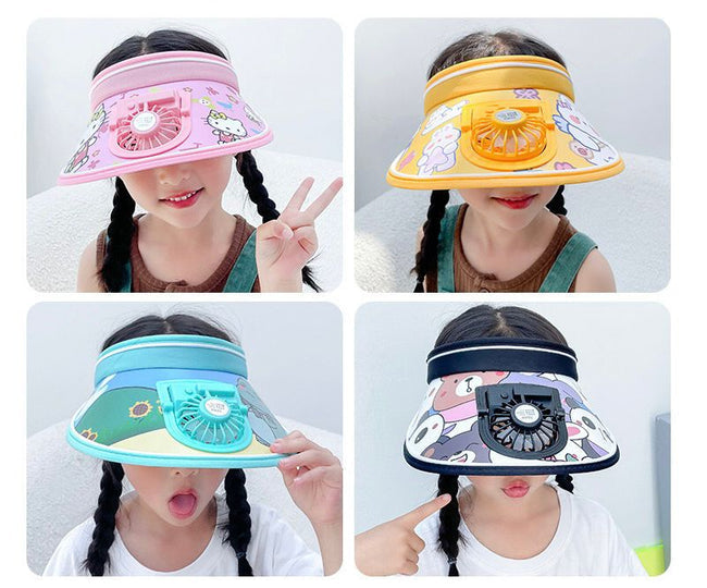 Stay Cool and Stylish with our Animal-Themed Summer Sun Visor Cap: Adjustable Strap and Built-in Fan - Kidspark